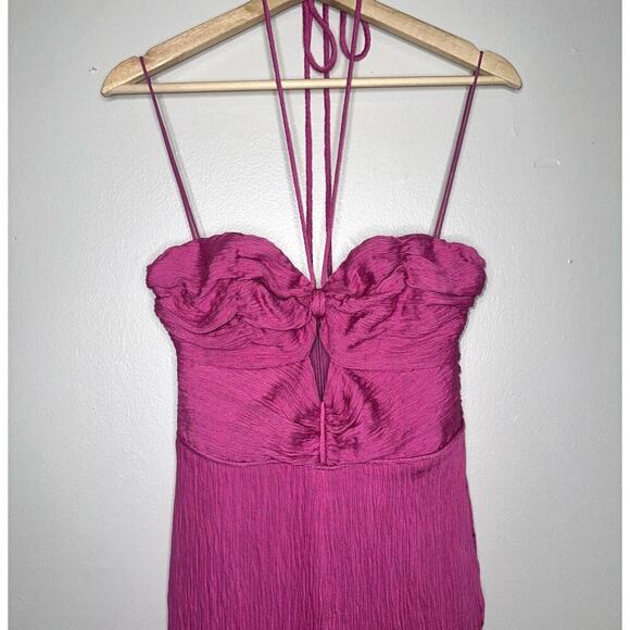 Alexis Jada Jumpsuit Halter Neck Flare Leg Pink Size XS Crepe Fabric - Picture 4 of 12